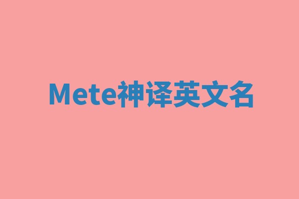 Mete神译英文名